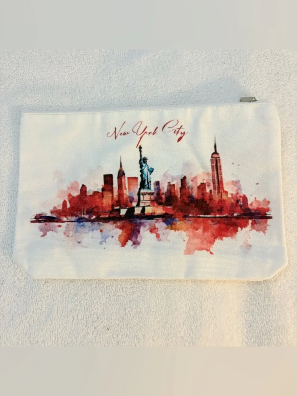 NEW Cosmetics Makeup Bag Mirror New York City skyline Statue of Liberty zipper